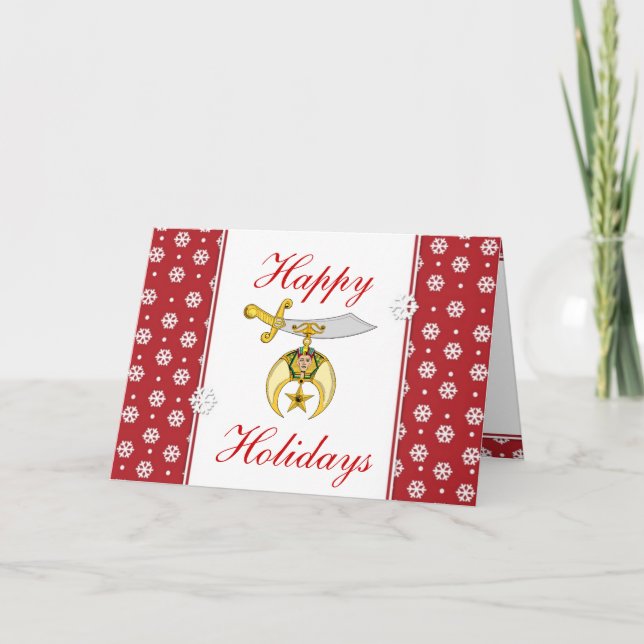 Personalise Shriner Emblem Christmas Greetings Holiday Card (Front)
