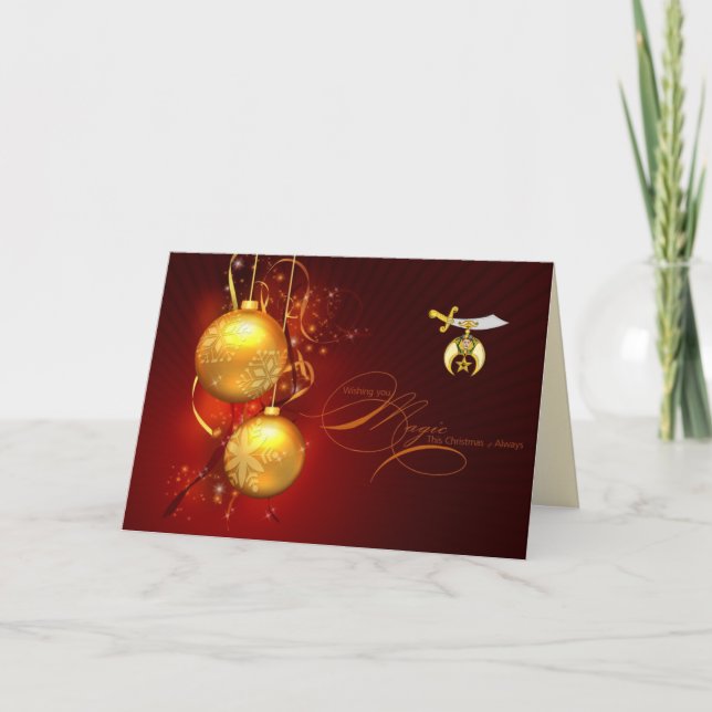 Personalise Shriner Emblem Christmas Greetings Holiday Card (Front)