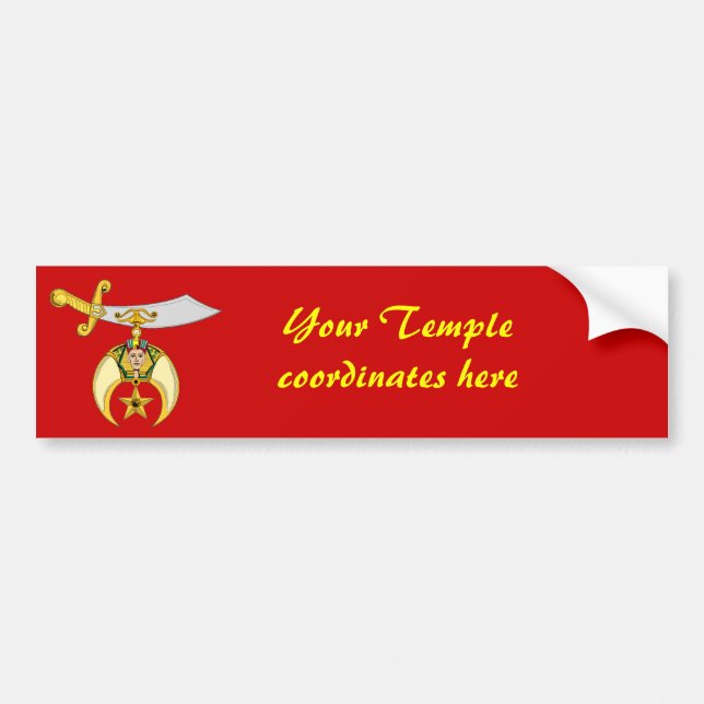 Personalise Shriners' Emblem Bumper Sticker (Front)