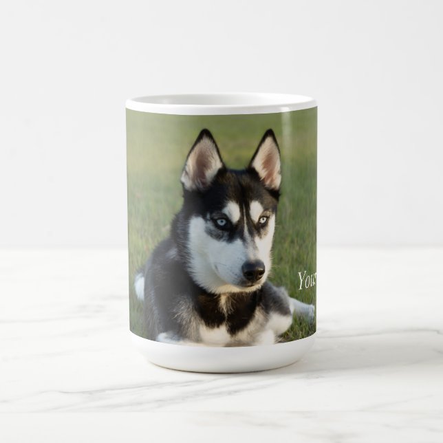 Personalise Siberian Husky puppy portrait Coffee Mug (Center)