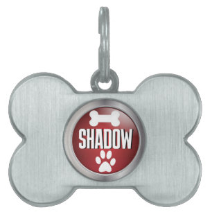 Personalise Silver and Red Animal ID Pet ID Tag