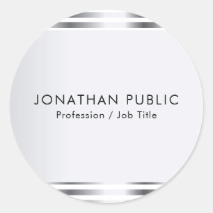 Personalise Silver Look Glamourous Elegant Modern Classic Round Sticker