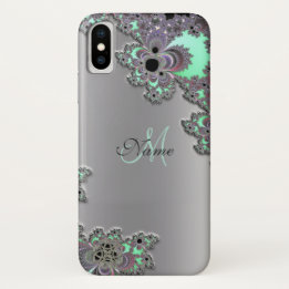 Personalise Silver Metallic Fractal iPhone X Case