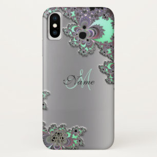 Personalise Silver Metallic Fractal iPhone X Case