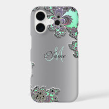 Personalise Silver Metallic Fractal iPhone X Case