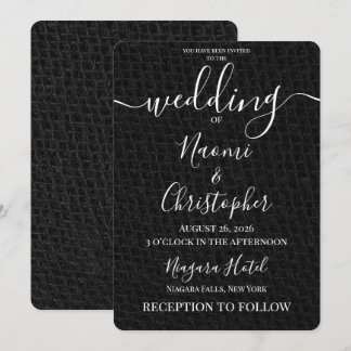 Personalise: Simple Black Net Texture Wedding Invitation