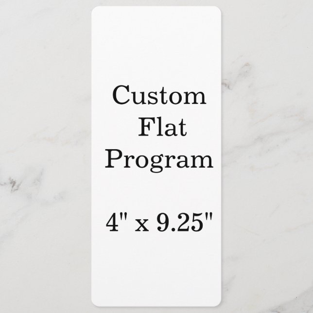 personalise simple custom 4" x 9.25" rounded Flat Programme (Front)