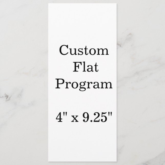 personalise simple custom 4" x 9.25" Squared Flat Programme (Front)