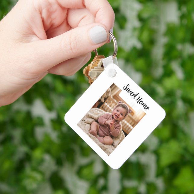 personalise simple custom Aluminium Square Key Ring (Hand)