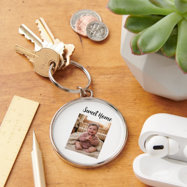 personalise simple custom Premium Round Key Ring (Desk)