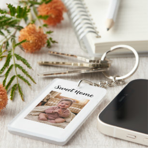 personalise simple custom Rectangle (double-sided) Key Ring