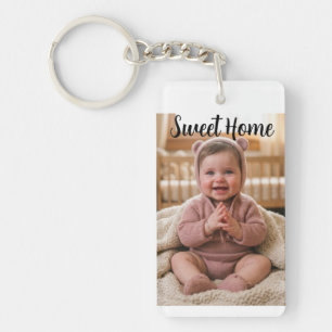 personalise simple custom Rectangle (single-sided) Key Ring