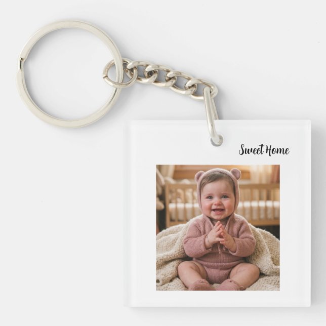 personalise simple custom Square (single-sided) Key Ring (Front)