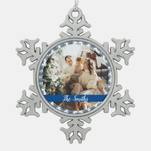 Personalise snowflake pewter christmas ornament