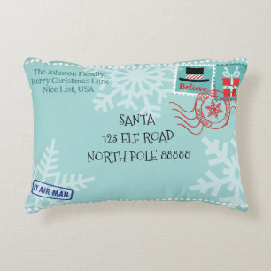 Personalise Snowflake Santa Letter Christmas Decorative Cushion