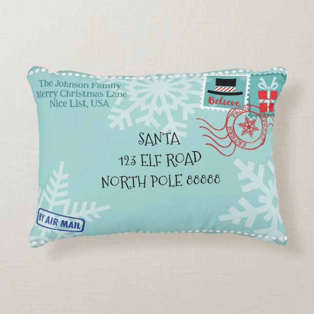 Personalise Snowflake Santa Letter Christmas Decorative Cushion (Front)