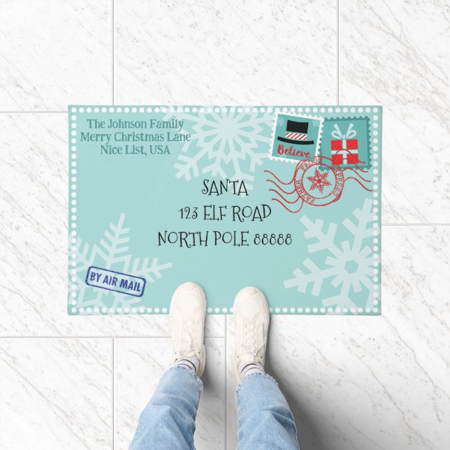 Personalise Snowflake Santa Letter Christmas Doormat (Indoor)