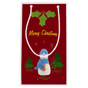 Personalise, Snowman, Christmas tree, twig Small Gift Bag