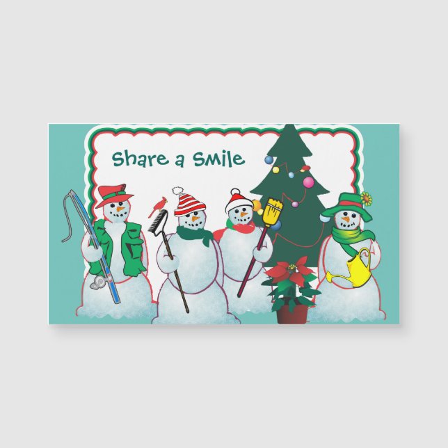 personalise snowmen magnets (Front)
