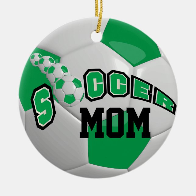 Personalise Soccer Ball | Green Ceramic Tree Decoration (Front)