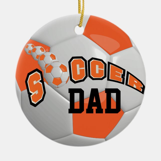 Personalise Soccer Ball | Orange Ceramic Tree Decoration (Front)