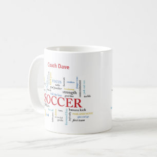 Personalise, Soccer Coach Thank You in Words Coffee Mug