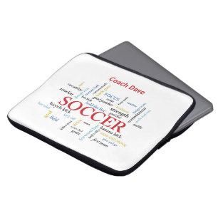 Personalise, Soccer Coach Thank You in Words Laptop Sleeve