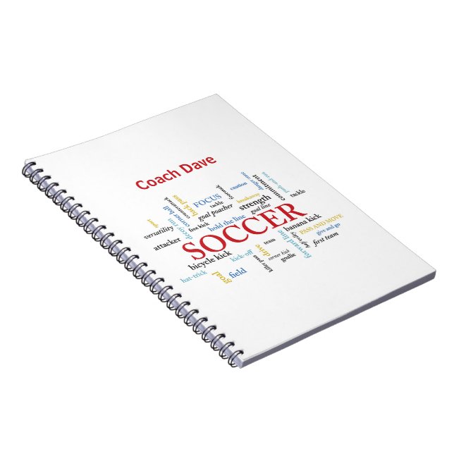 Personalise, Soccer Coach Thank You in Words Notebook (Right Side)