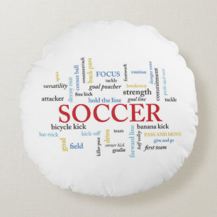 Personalise, Soccer Coach Thank You in Words Round Cushion