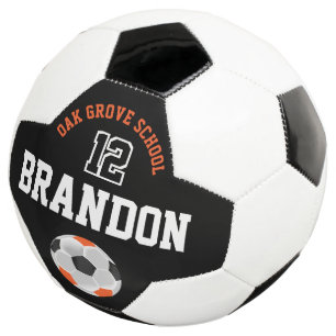 Personalise Soccer Sport- Orange, Black and White Football