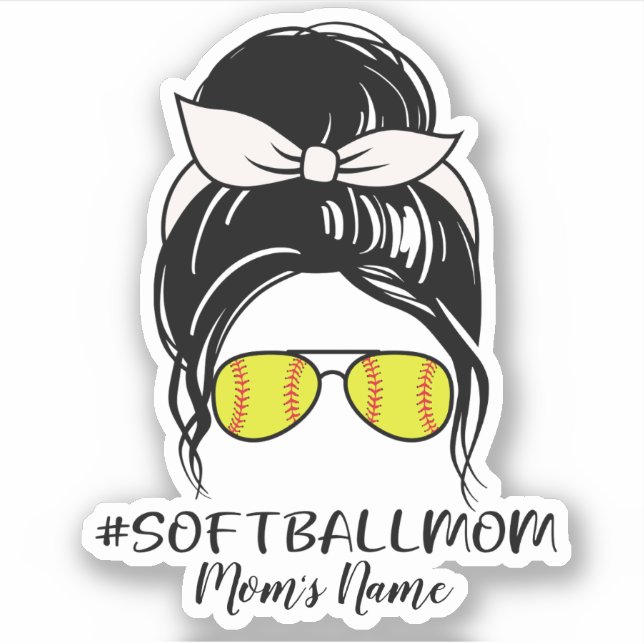 Personalise Softball Mum  Sticker (Front)