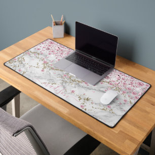 Personalise Sparkling Pink Jewels & Marble Desk Mat