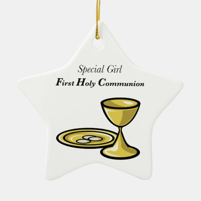 Personalise, Special Girl, First Communion Ceramic Tree Decoration (Front)
