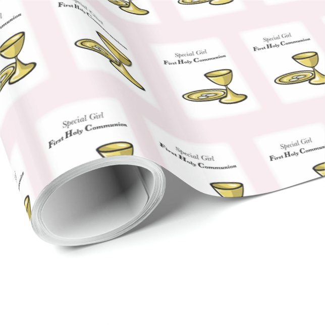 Personalise, Special Girl, First Communion Wrapping Paper (Roll Corner)