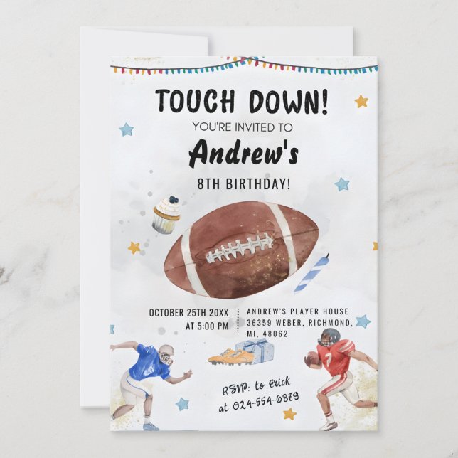 Personalise Sport Football Birthday Invitation (Front)