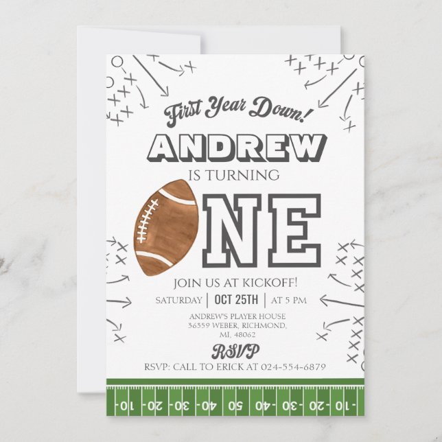 Personalise Sport Football Birthday Invitation (Front)