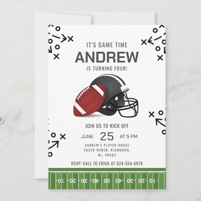 Personalise Sport Football Birthday Invitation (Front)