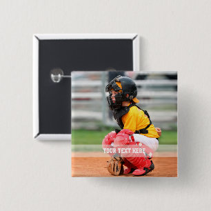 Personalise Sports Photo 15 Cm Square Badge