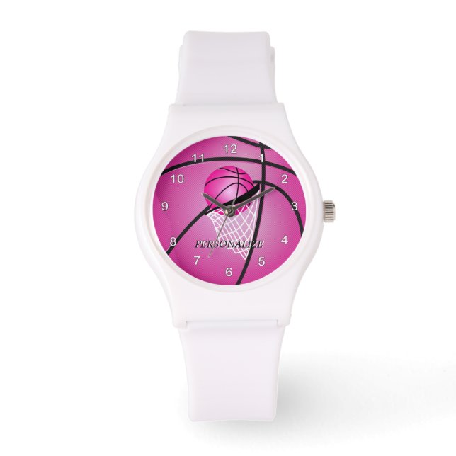 Personalise Sports Pink Basketball Watch (Front)