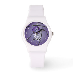 Personalise Sports Purple Basketball Watch