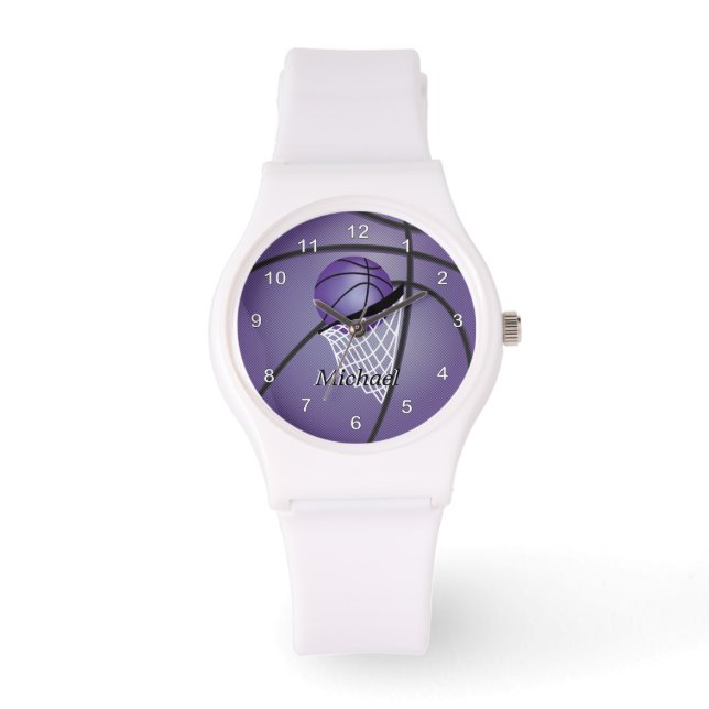 Personalise Sports Purple Basketball Watch (Front)