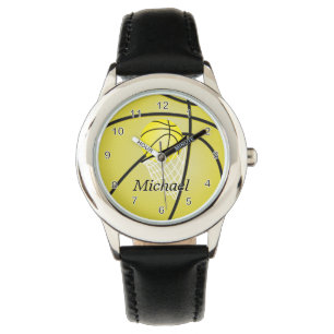 Personalise Sports Yellow Basketball Watch