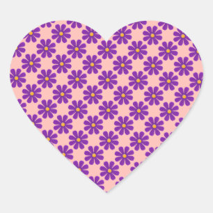 Personalise Spring purple flowers Heart Sticker
