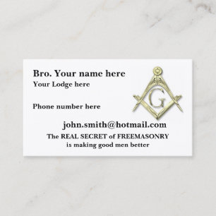 Personalise Square and Compasses MASONIC Business Card