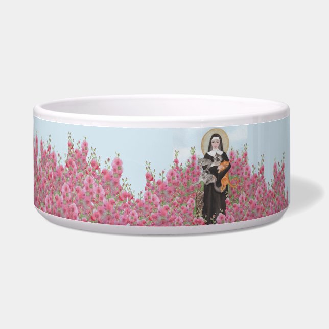 Personalise St Gertrude Patron of Cats Hollyhocks (Left)