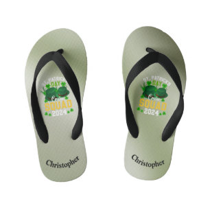 Personalise St. Patrick's Day Cruise Squad Kid's Flip Flops