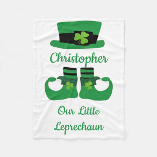 Personalise St. Patrick's Irish Green Leprechaun  Fleece Blanket