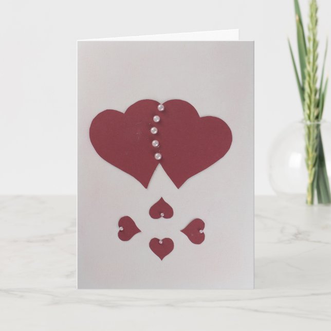 Personalise St. Valentine's heart and pearls Holiday Card (Front)