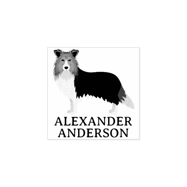 Personalise Standard Collie Rubber Stamp (Imprint)