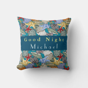 Personalise Starfish Sea Shell Pattern Good Night  Cushion